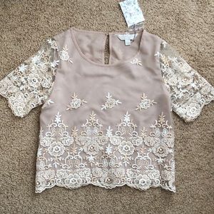LC Embroidered Lace Top SIZE 0 Lauren Conrad